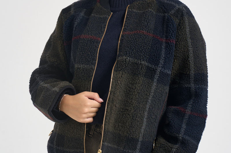 Giacca donna in pile con motivo tartan multicolor LFL0090 TN43 BARBOUR 