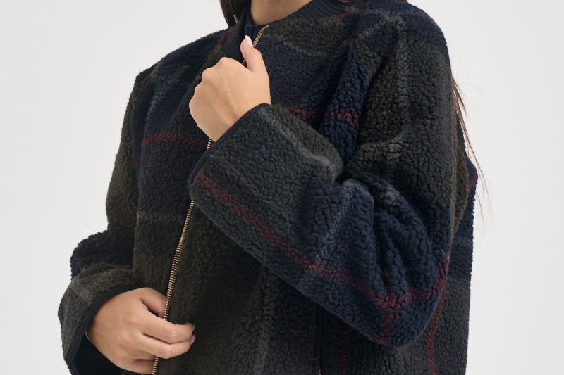 Giacca donna in pile con motivo tartan multicolor LFL0090 TN43 BARBOUR 