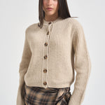 Cardigan donna in maglia a coste beige LKN1817 CR52 BARBOUR 