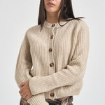 Cardigan donna in maglia a coste beige LKN1817 CR52 BARBOUR 