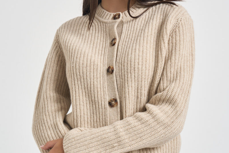 Cardigan donna in maglia a coste beige LKN1817 CR52 BARBOUR 
