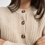 Cardigan donna in maglia a coste beige LKN1817 CR52 BARBOUR 