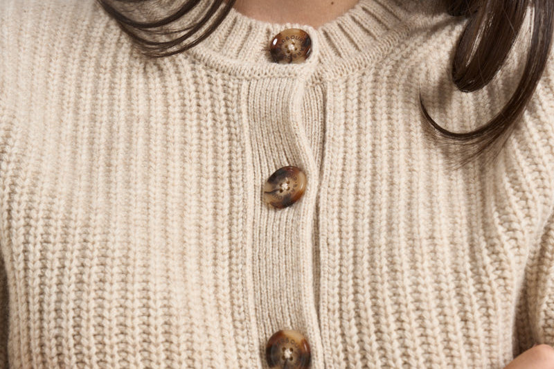Cardigan donna in maglia a coste beige LKN1817 CR52 BARBOUR 