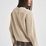Cardigan donna in maglia a coste beige LKN1817 CR52 BARBOUR 