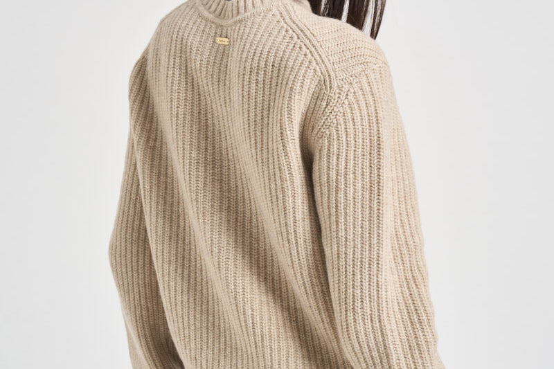 Cardigan donna in maglia a coste beige LKN1817 CR52 BARBOUR 