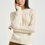 Maglia donna a trecce panna LKN1834 CR31 BARBOUR 