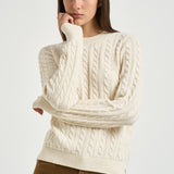 Maglia donna a trecce panna LKN1834 CR31 BARBOUR 