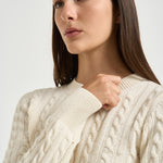 Maglia donna a trecce panna LKN1834 CR31 BARBOUR 