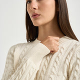 Maglia donna a trecce panna LKN1834 CR31 BARBOUR 