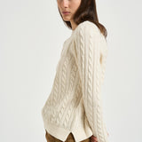 Maglia donna a trecce panna LKN1834 CR31 BARBOUR 