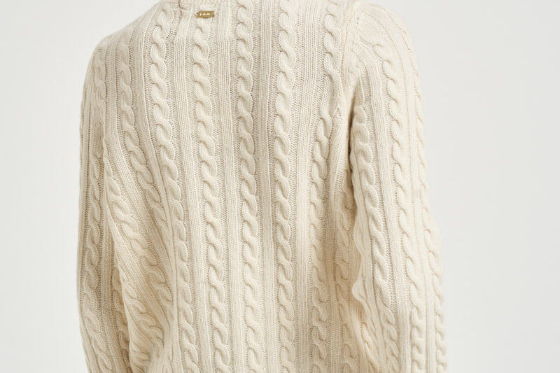 Maglia donna a trecce panna LKN1834 CR31 BARBOUR 