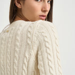 Maglia donna a trecce panna LKN1834 CR31 BARBOUR 