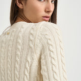 Maglia donna a trecce panna LKN1834 CR31 BARBOUR 