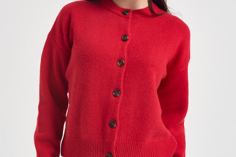 Cardigan donna a girocollo rosso LKN1847 RE84 BARBOUR 