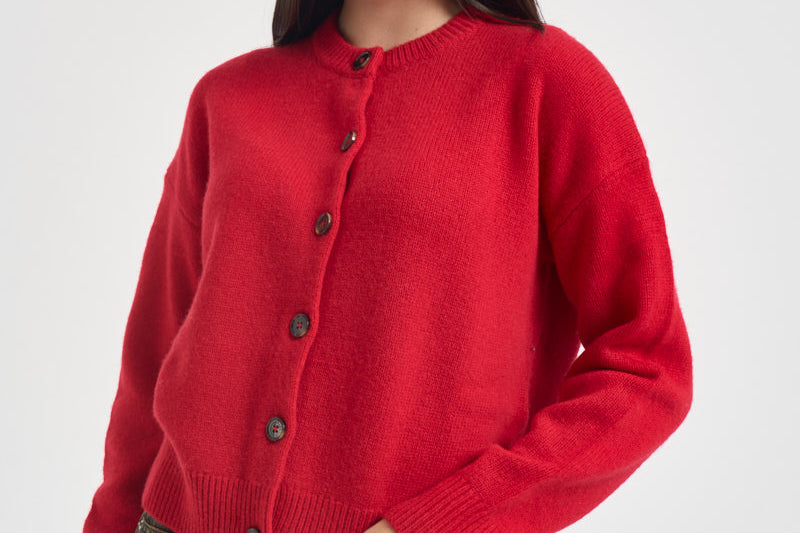 Cardigan donna a girocollo rosso LKN1847 RE84 BARBOUR 