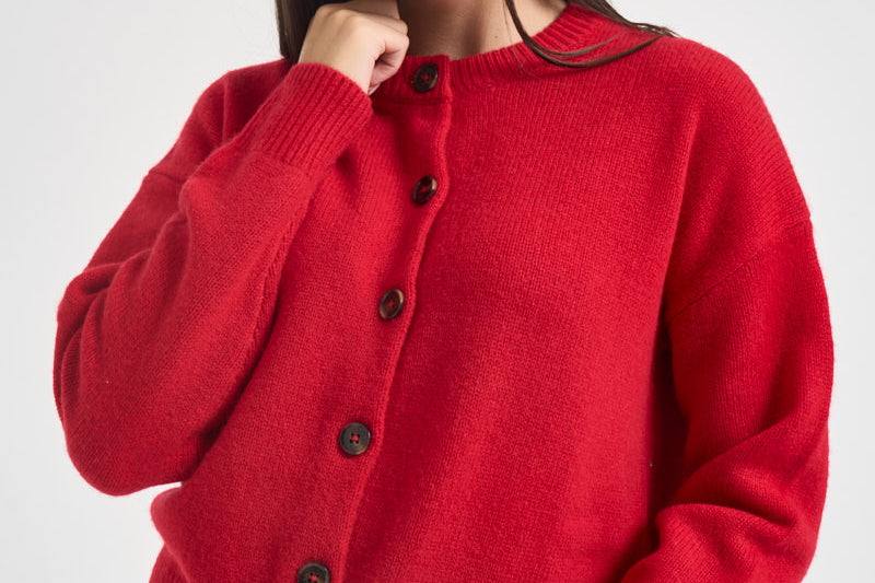 Cardigan donna a girocollo rosso LKN1847 RE84 BARBOUR 