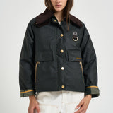 Giacca donna Catton Wax in cotone cerato verde scuro LWX1333 SG51 BARBOUR 
