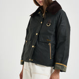 Giacca donna Catton Wax in cotone cerato verde scuro LWX1333 SG51 BARBOUR 
