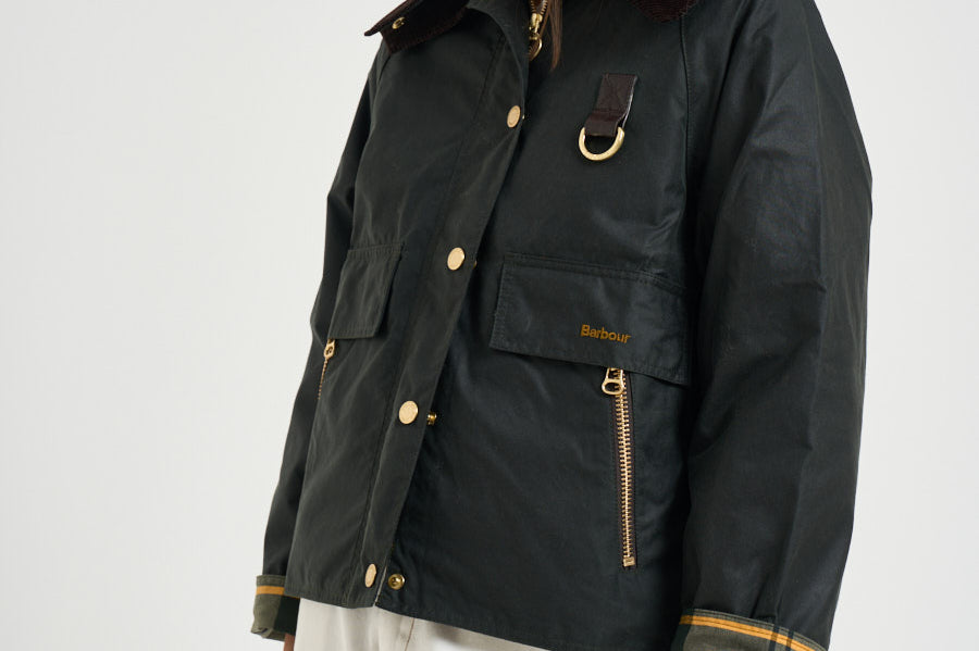 Giacca donna Catton Wax in cotone cerato verde scuro LWX1333 SG51 BARBOUR 