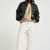 Giacca donna Beadnell Waxed verde petrolio e marrone LWX1403 SG51 BARBOUR 