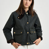 Giacca donna Beadnell Waxed verde petrolio e marrone LWX1403 SG51 BARBOUR 