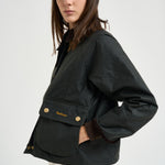 Giacca donna Beadnell Waxed verde petrolio e marrone LWX1403 SG51 BARBOUR 