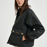 Giacca donna Beadnell Waxed verde petrolio e marrone LWX1403 SG51 BARBOUR 