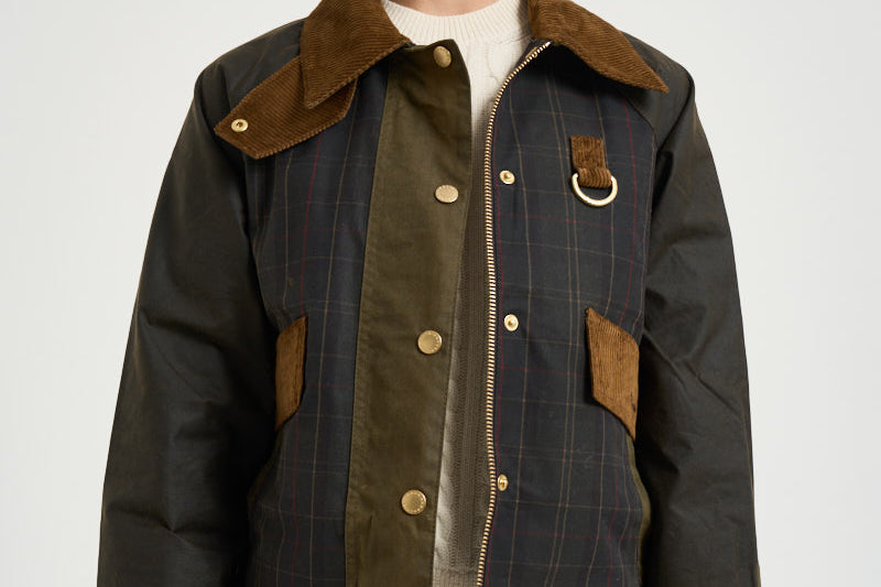 Giacca donna Irene wax motivo tartan verde oliva LWX1557 OL71 BARBOUR 