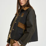 Giacca donna Irene wax motivo tartan verde oliva LWX1557 OL71 BARBOUR 