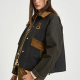 Giacca donna Irene wax motivo tartan verde oliva LWX1557 OL71 BARBOUR 