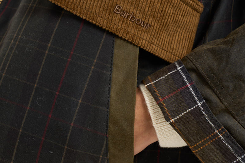 Giacca donna Irene wax motivo tartan verde oliva LWX1557 OL71 BARBOUR 