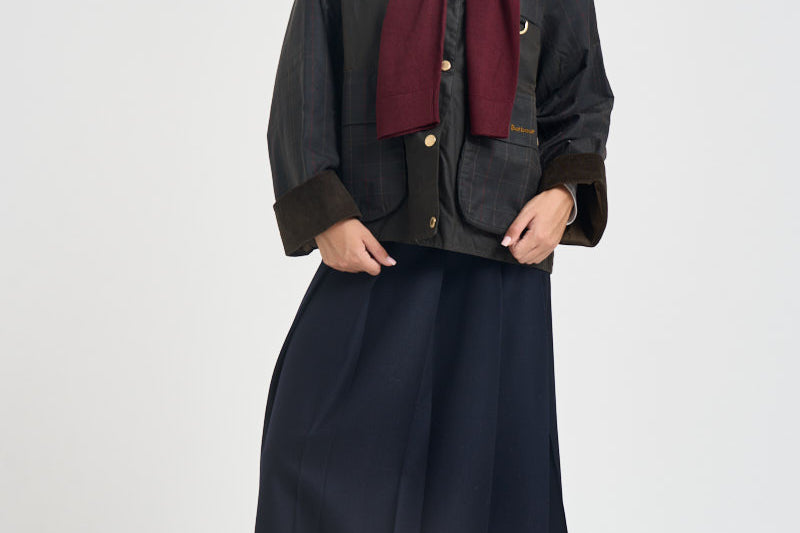 Giacca donna Spey Wax in cotone cerato tartan verde LWX1584 OL71 BARBOUR 