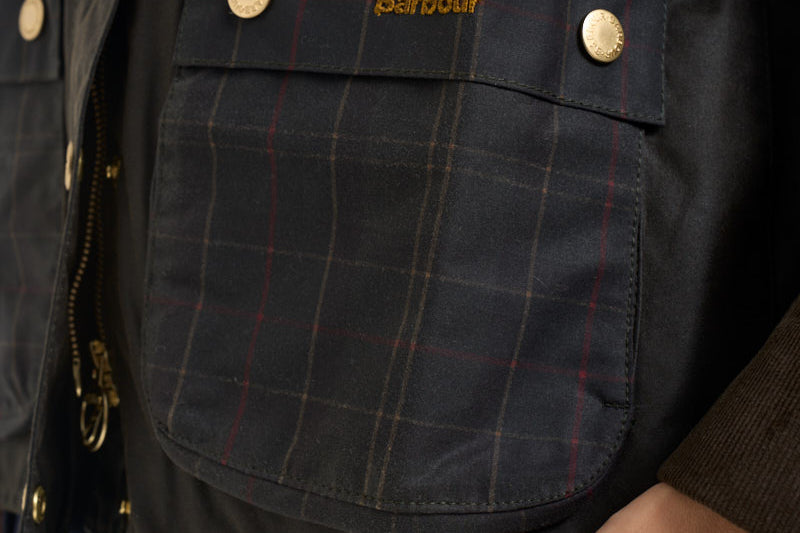 Giacca donna Spey Wax in cotone cerato tartan verde LWX1584 OL71 BARBOUR 
