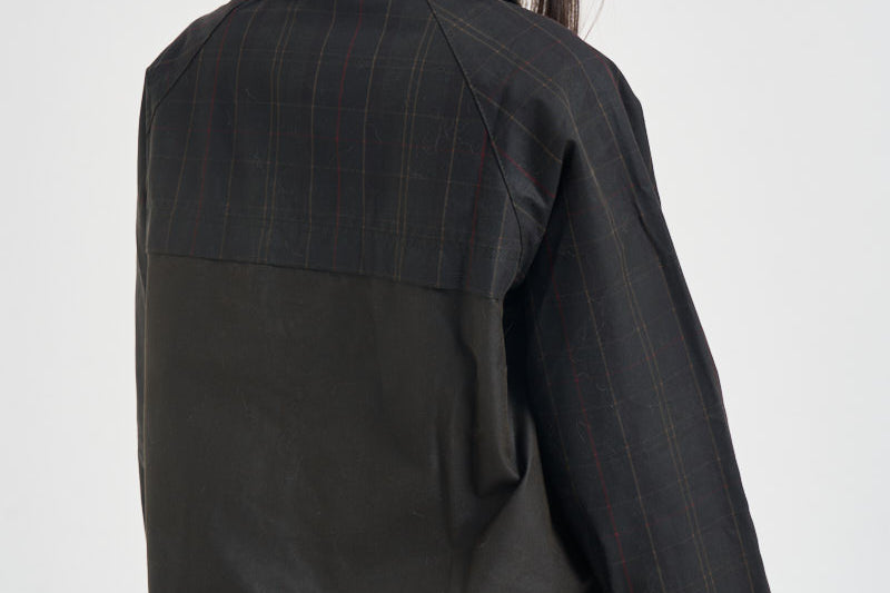 Giacca donna Spey Wax in cotone cerato tartan verde LWX1584 OL71 BARBOUR 