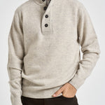 Maglia uomo mezza zip e bottoni grigio chiaro mèlange MKN0585 BE14 BARBOUR 