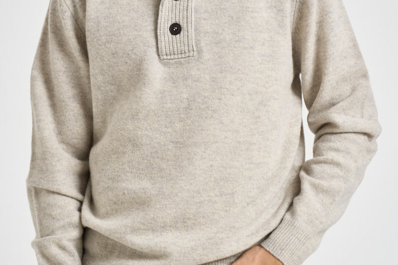 Maglia uomo mezza zip e bottoni grigio chiaro mèlange MKN0585 BE14 BARBOUR 