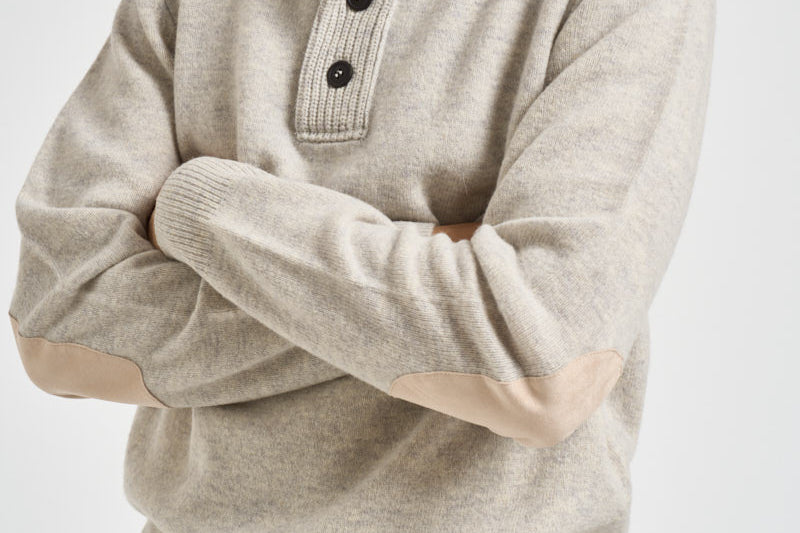 Maglia uomo mezza zip e bottoni grigio chiaro mèlange MKN0585 BE14 BARBOUR 