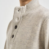 Maglia uomo mezza zip e bottoni grigio chiaro mèlange MKN0585 BE14 BARBOUR 