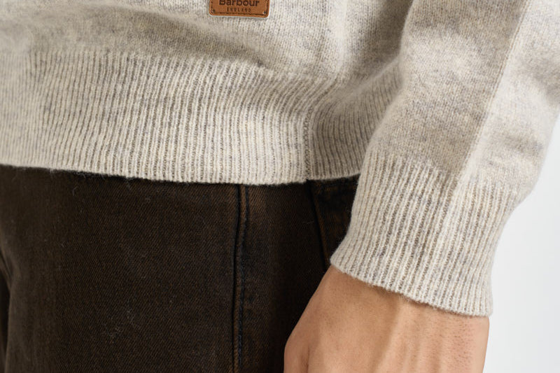 Maglia uomo mezza zip e bottoni grigio chiaro mèlange MKN0585 BE14 BARBOUR 