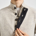 Maglia uomo mezza zip e bottoni grigio chiaro mèlange MKN0585 BE14 BARBOUR 