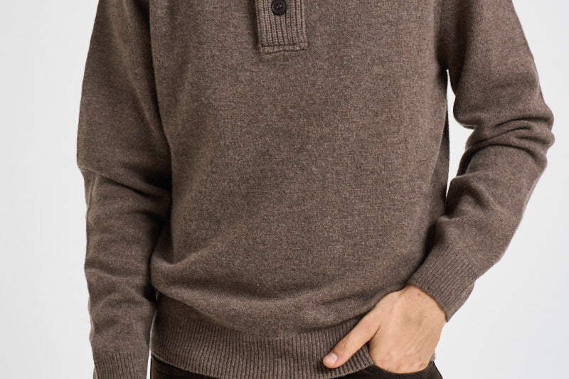 Maglia uomo mezza zip e bottoni tortora scuro MKN0585 ST71 BARBOUR 