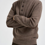 Maglia uomo mezza zip e bottoni tortora scuro MKN0585 ST71 BARBOUR 
