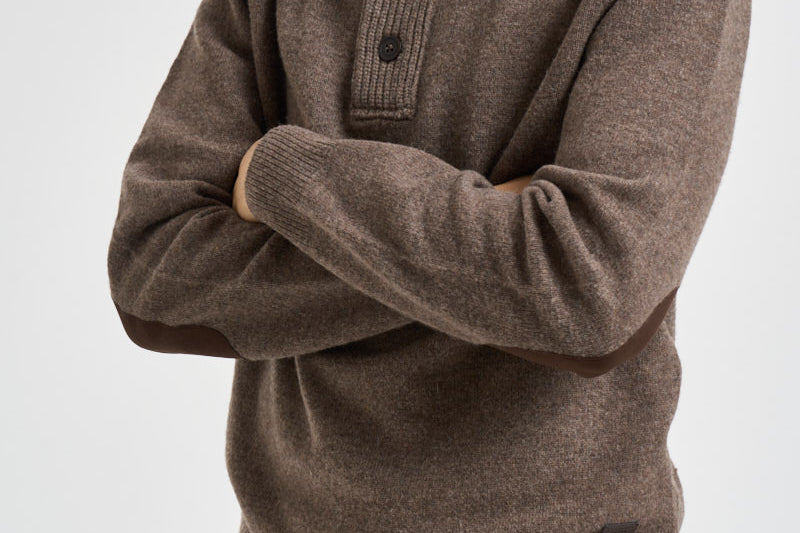Maglia uomo mezza zip e bottoni tortora scuro MKN0585 ST71 BARBOUR 