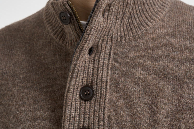 Maglia uomo mezza zip e bottoni tortora scuro MKN0585 ST71 BARBOUR 