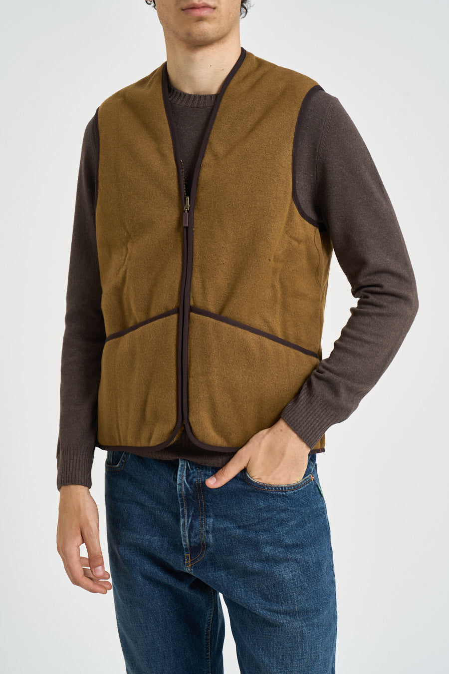 Gilet uomo in pile cammello MLI0004 BR31 BARBOUR 