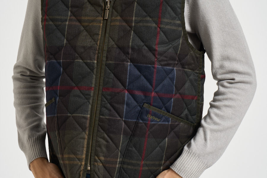 Gilet uomo trapuntato tartan blu MLI0064 TN14 BARBOUR 