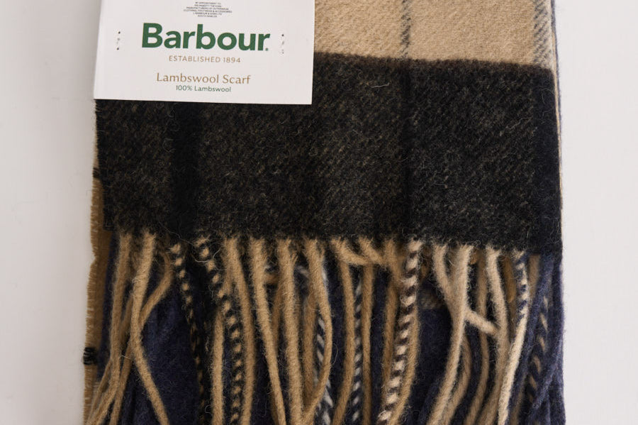 Sciarpa uomo tartan beige, grigia e blu USC0322 TN39 BARBOUR 