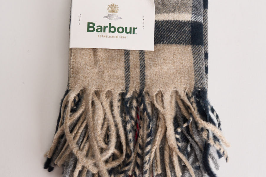 Sciarpa uomo tartan beige e grigia USC0324 TN31 BARBOUR 