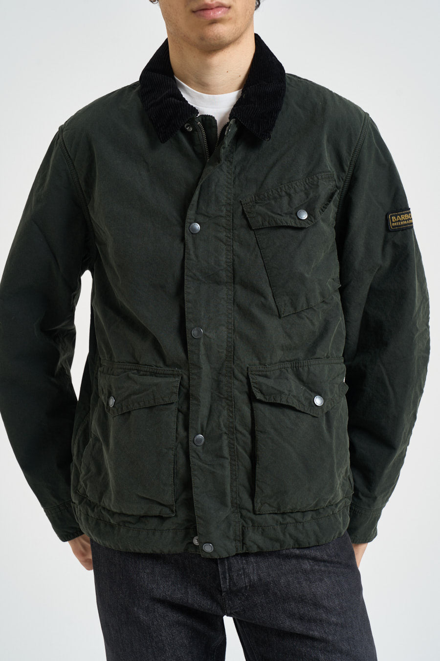 Giacca uomo Drifter in cotone cerato verde MWX2600 SG51 BARBOUR INTERNATIONAL 