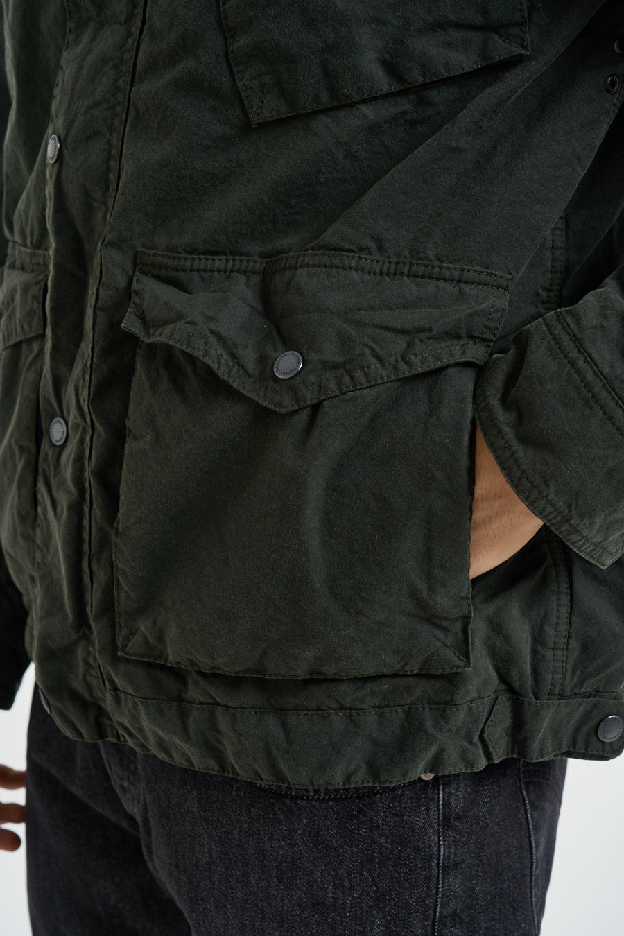 Giacca uomo Drifter in cotone cerato verde MWX2600 SG51 BARBOUR INTERNATIONAL 